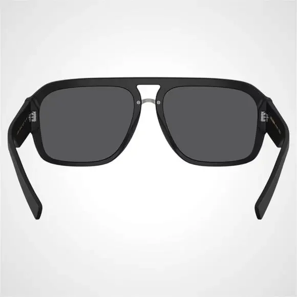 New Dolce & Gabbana Sunglasses Black Matte Aviator Pilot Gray Mirror Black Lens